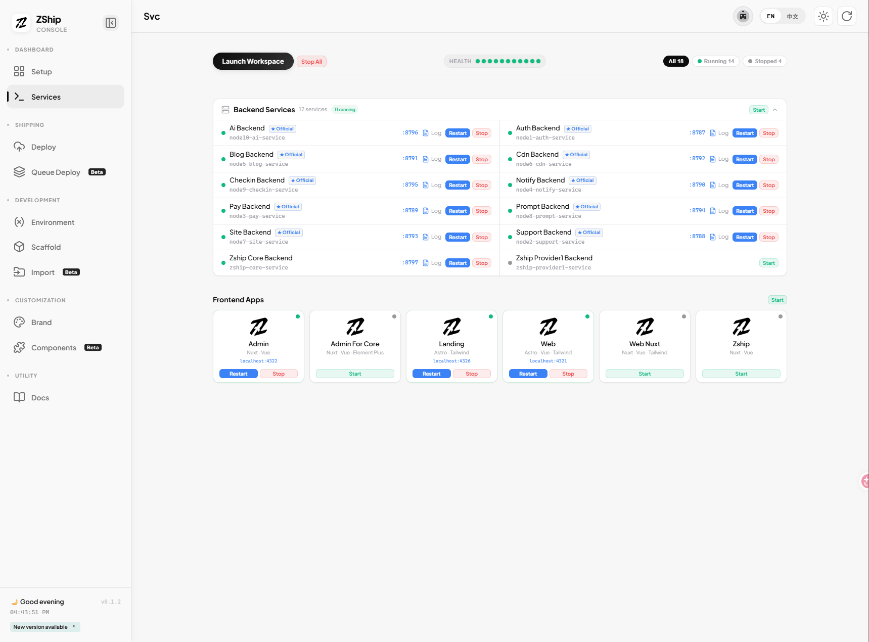Dev Console — 本地服务与端口