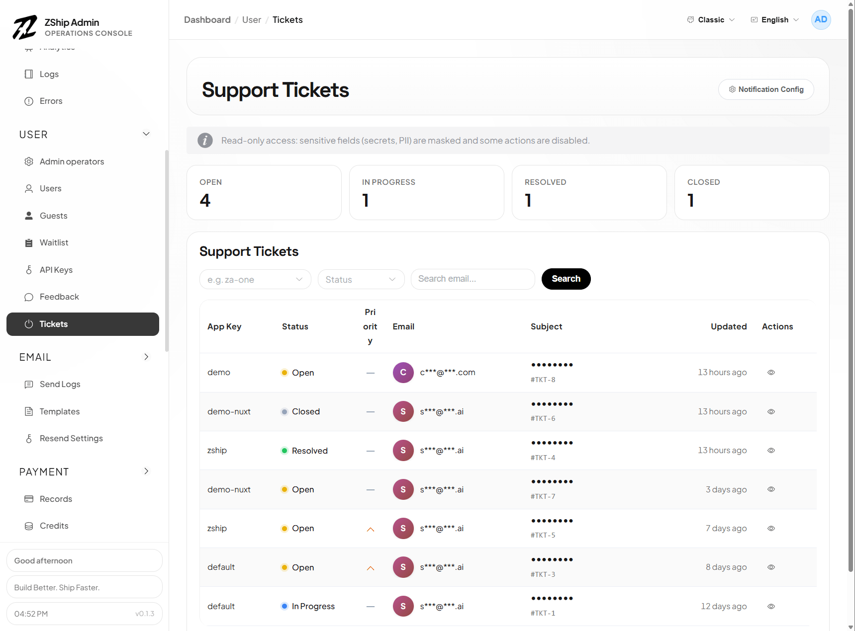 管理后台 — 支持工单