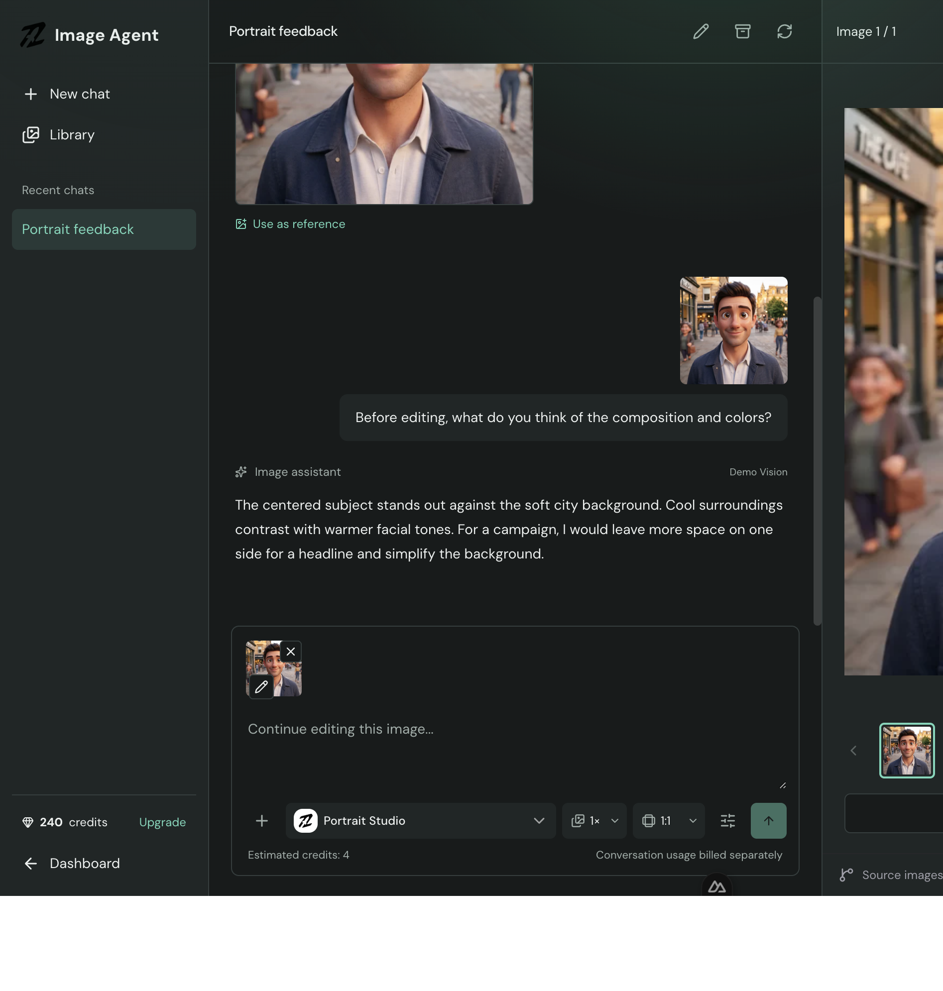 Image Agent conversation and image review