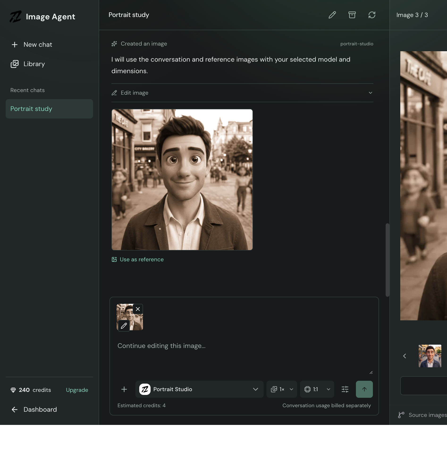 Image Agent multi-turn edit workspace